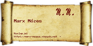 Marx Mózes névjegykártya